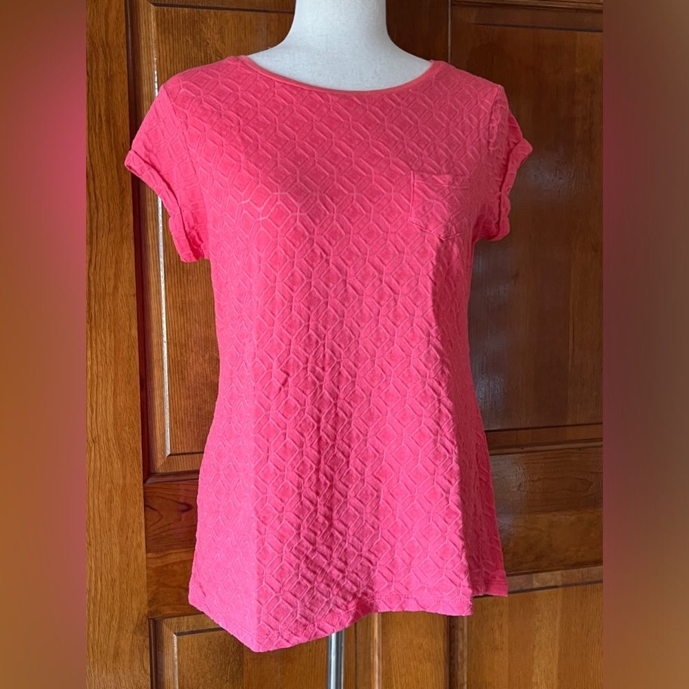 Pink Short Sleeve Top w/ Front Pocket